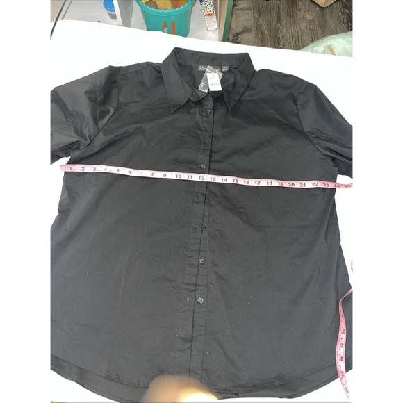 New York & Co 7th Avenue Womens Xl Black Long Sleeve Button Down Shirt Basic275 - Picture 9 of 10